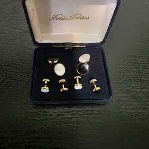 Brooks Brothers Gold and Black Cufflinks with White Accents